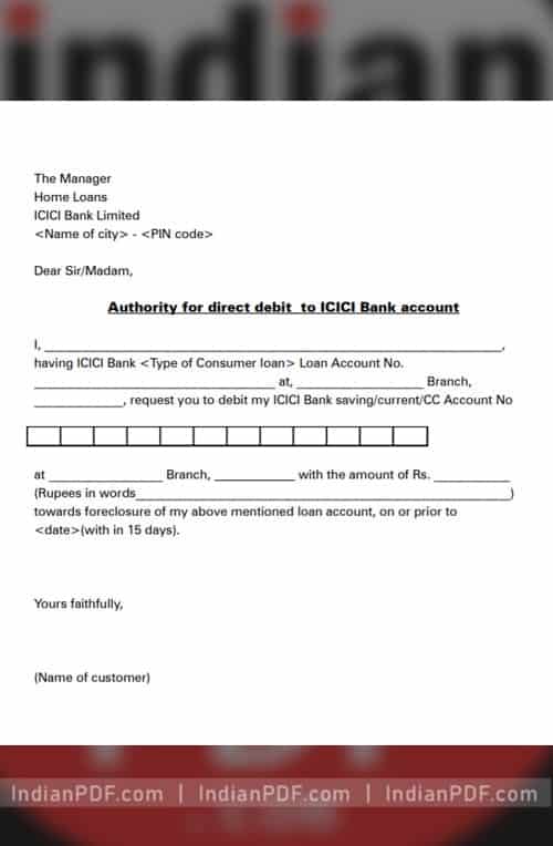 ICICI Bank ECS Mandate Form PDF