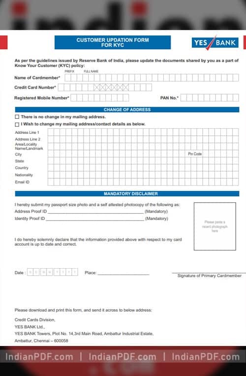 Yes Bank Form Download - Nada Tallie