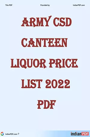 Army CSD Canteen Liquor Price List - Year 2022 - IndianPDF.com