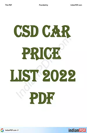 CSD Car Price List 2022 PDF - IndianPDF.com