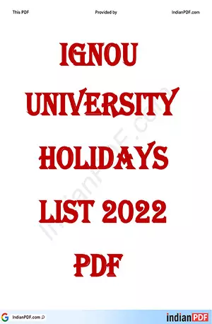 IGNOU-University Holidays List - Year 2022 - IndianPDF.com