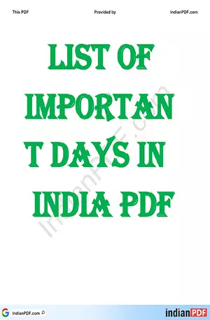 list-of-important-days-in-india - IndianPDF.com