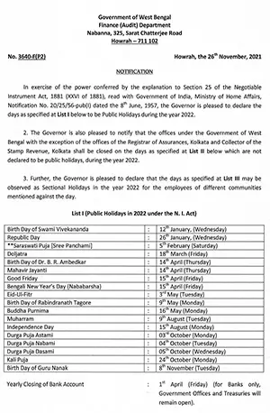 west-bengal-government-holidays-2022 - IndianPDF.com